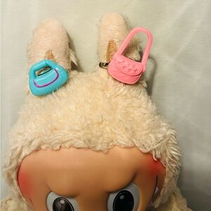 Labubu handmade magnetic slide earrings. Accessories purse and flowers